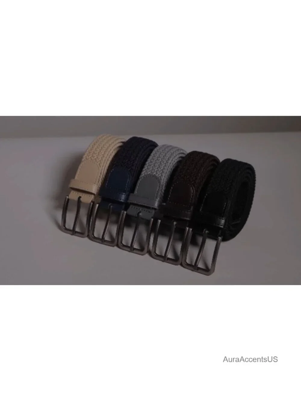 Stretch Woven Braided Belt for Men, Adjustable Elastic Golf Belt, Fits 28-56,